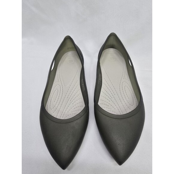 Crocs Shoes Womens 6 Rio Ballet Flats Black Comfort Slip On Pointed Toe - Picture 2 of 8